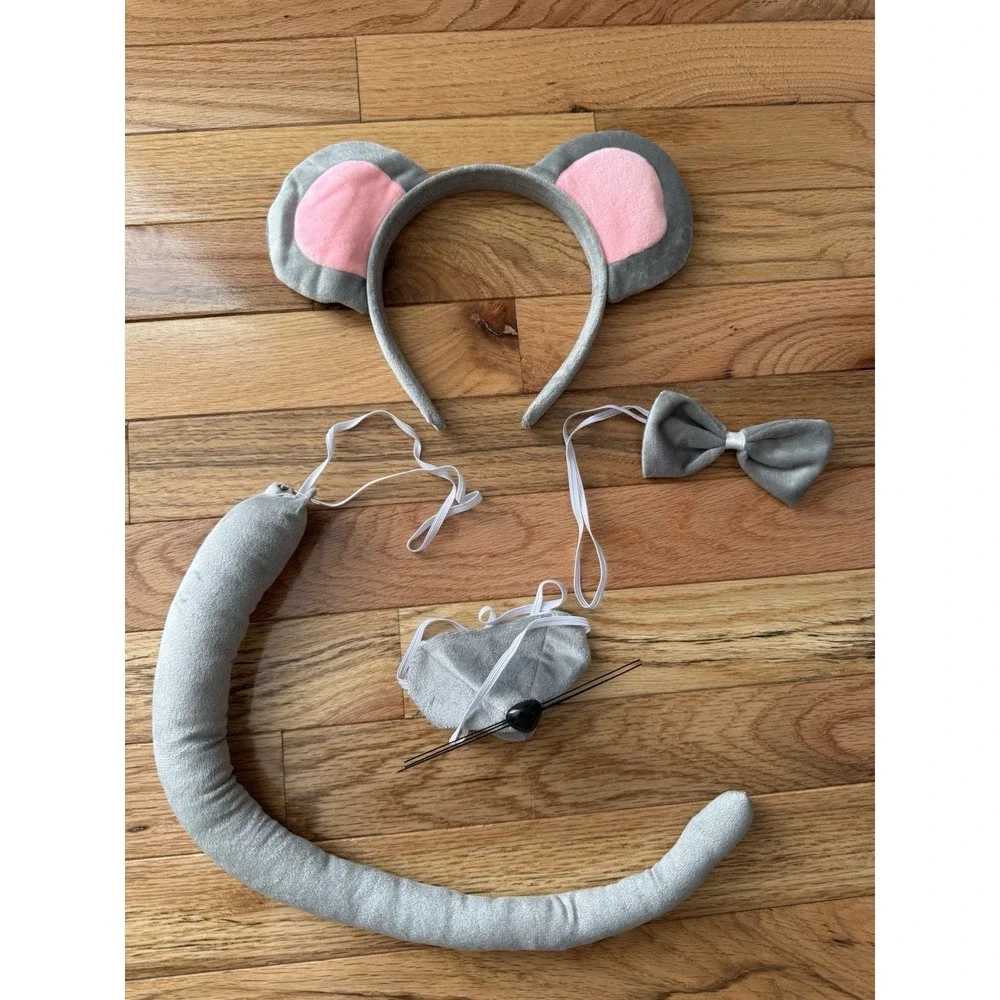 4 Piece Mouse Set Ears, Nose, Tail, Bow-tie, Headband Dress Up